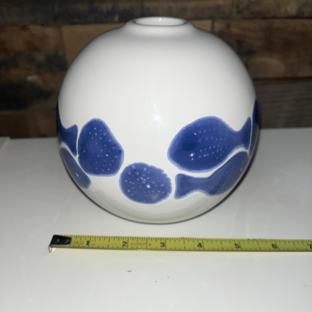 Viva By Vietri Santorini Fish Vase Decorative Accents Playful Modern Round Ball - Picture 9 of 9